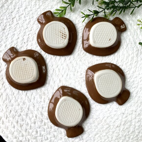 Vtg 5pc Ceramic Dipping Sauce Mini Trinket Dish Set - Picture 7 of 11